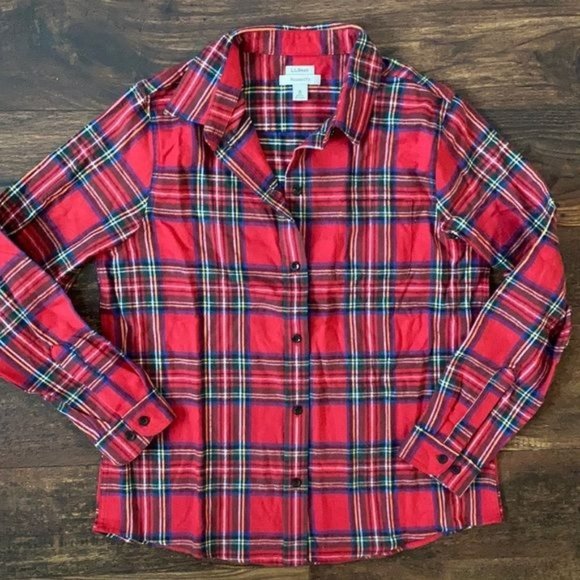 LL Bean Women's Scotch Plaid Flannel Shirt, Relaxed - Picture 4 of 6